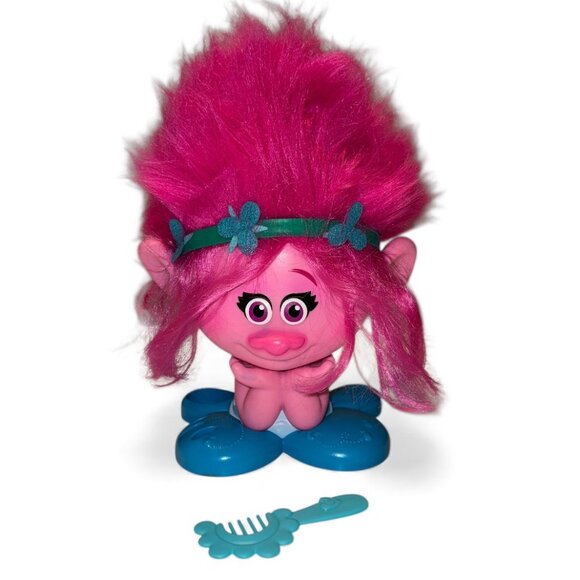 Trolls Poppy Pink Hair Styling Doll Pink and Blue with one comb 11 inches - Picture 1 of 6